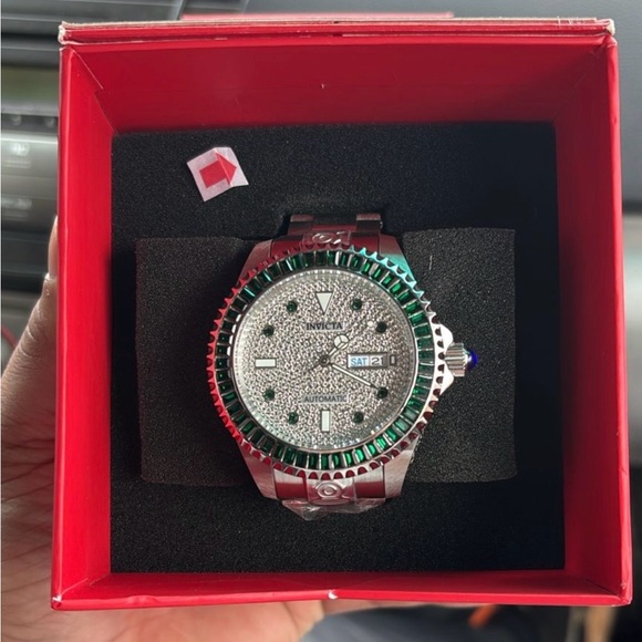 Invicta Silver and Emerald Men's Watch